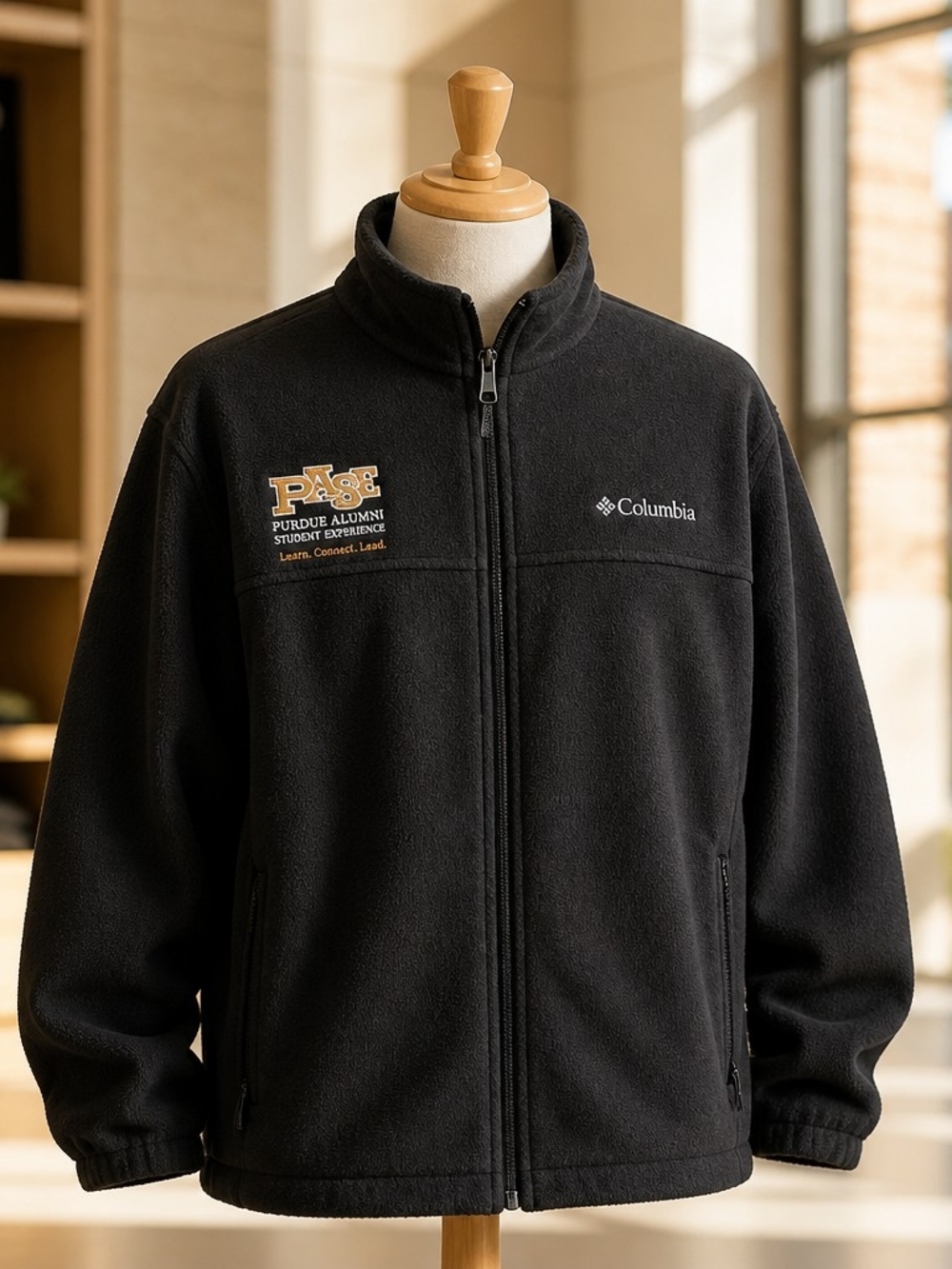 Columbia Black Full-Zip Fleece Jacket with Purdue Alumni Patch